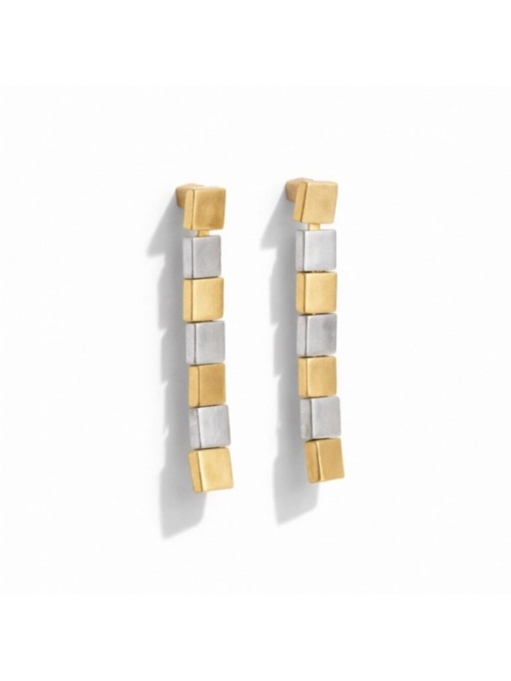 New! Zara Mixed Metal Gold Square Chain Drop Earrings (3016) NWOT